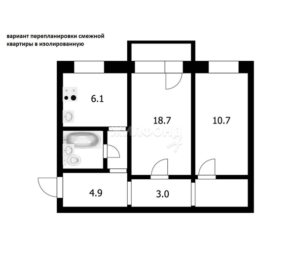 
   Продам 2-комнатную, 40.4 м², Новогодняя ул, 17

. Фото 5.