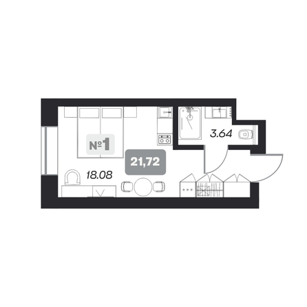 
   Продам апартамент, 21.72 м², АЭРОН, секция А

. Фото 6.