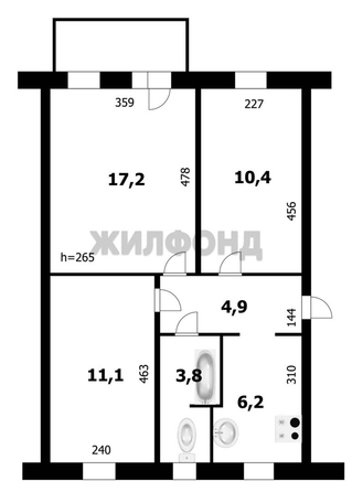 
   Продам 3-комнатную, 53.9 м², 3-й Порядковый пер, 5

. Фото 12.