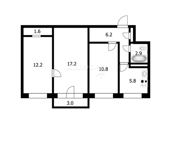 
   Продам 3-комнатную, 56.7 м², Вертковская ул, 14/1

. Фото 17.