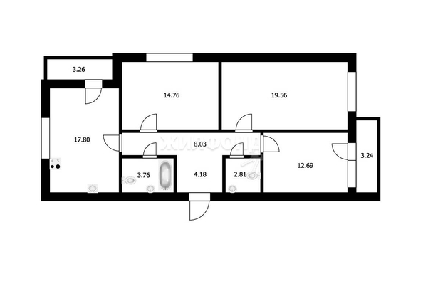 
   Продам 3-комнатную, 83.2 м², Серафимовича ул, 18а

. Фото 27.