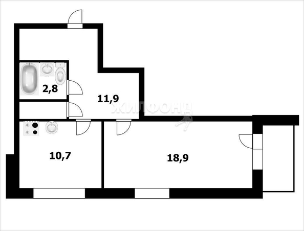 
   Продам 1-комнатную, 46 м², Выборная ул, 91/3

. Фото 12.