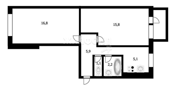 
   Продам 2-комнатную, 46.9 м², Есенина ул, 19

. Фото 13.