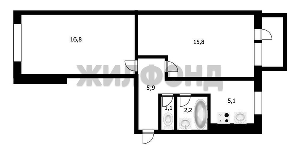 
   Продам 2-комнатную, 46.9 м², Есенина ул, 19

. Фото 13.