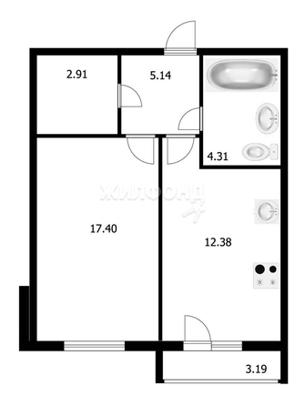 
   Продам 1-комнатную, 44.3 м², , 51

. Фото 13.