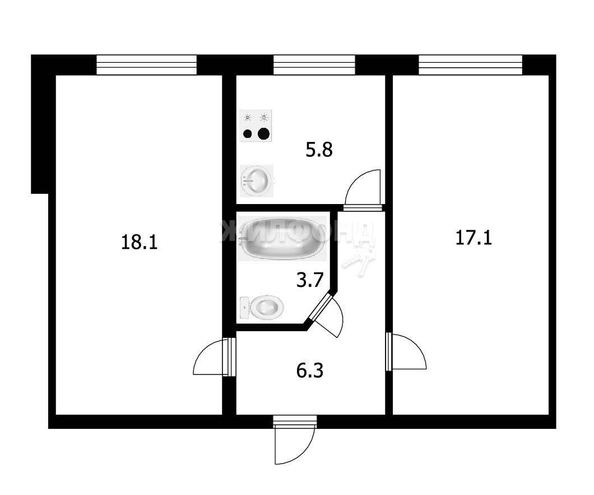 
   Продам 2-комнатную, 51 м², 2-й Римского-Корсакова пер, 11

. Фото 2.