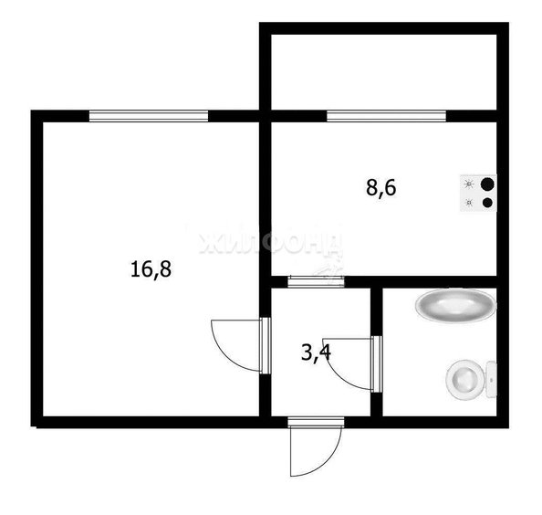 
   Продам 1-комнатную, 32.6 м², Сибиряков-Гвардейцев ул, 82

. Фото 12.