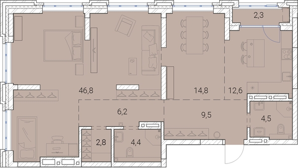 
   Продам 1-комнатную, 103.9 м², Тайм Сквер

. Фото 19.