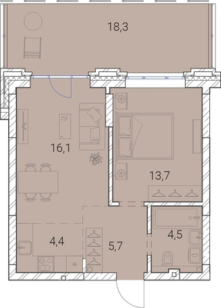 
   Продам 1-комнатную, 62.7 м², Тайм Сквер

. Фото 19.