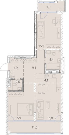 
   Продам 2-комнатную, 89.1 м², Тайм Сквер

. Фото 19.