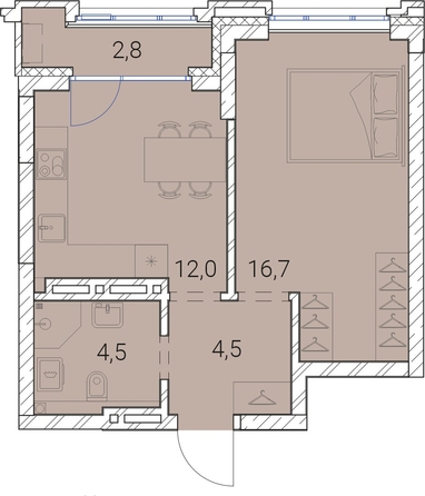 
   Продам 1-комнатную, 40.5 м², Тайм Сквер

. Фото 19.