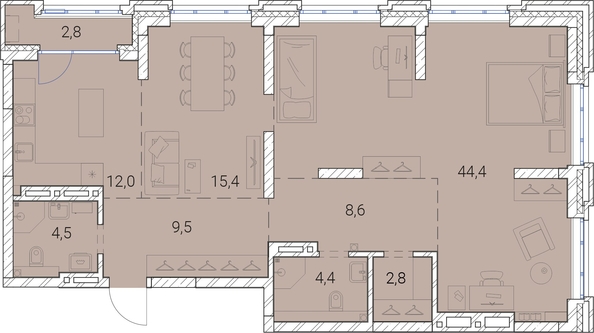 
   Продам 1-комнатную, 104.4 м², Тайм Сквер

. Фото 19.