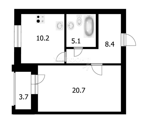 
   Продам 1-комнатную, 44.7 м², Владимировская ул, 21

. Фото 2.