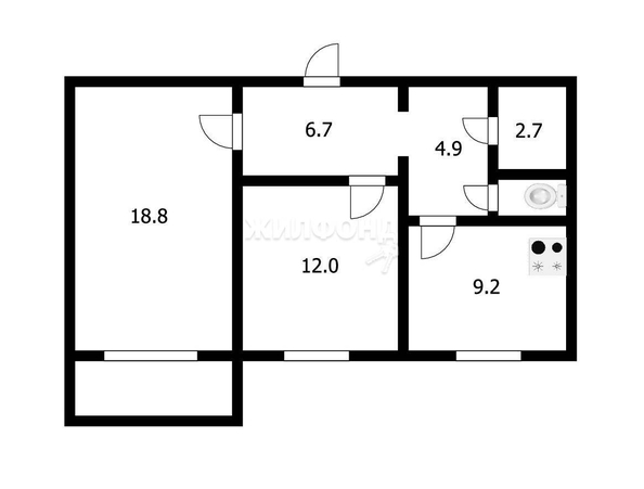 
   Продам 2-комнатную, 55.6 м², Титова ул, 234/1

. Фото 1.