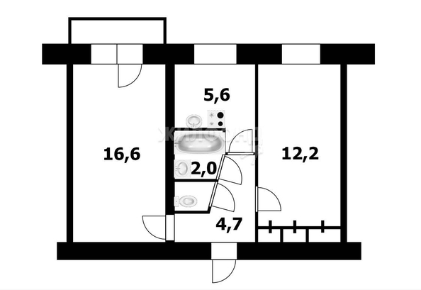 
   Продам 2-комнатную, 43.5 м², ЖКО Аэропорта ул, 18

. Фото 3.