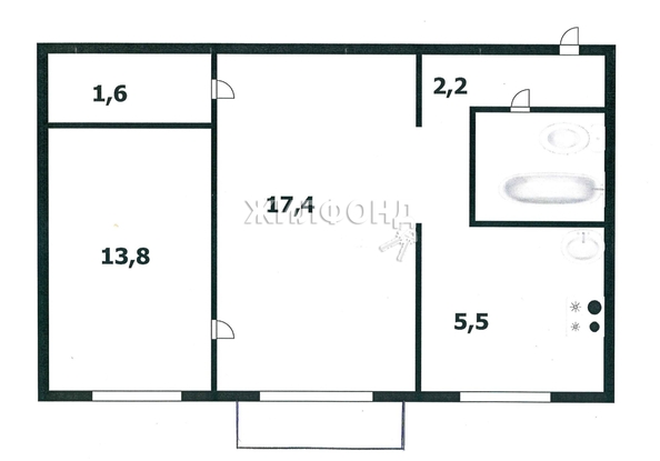 
   Продам 2-комнатную, 44.6 м², Спартака ул, 8/6

. Фото 3.