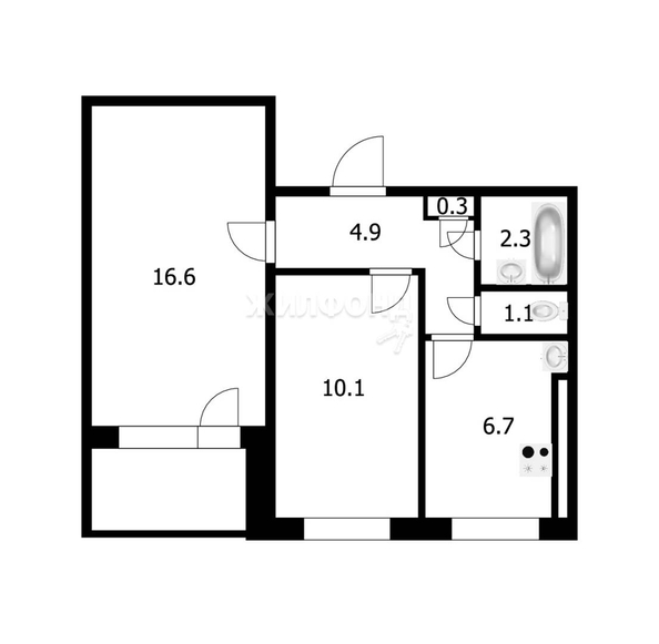 
   Продам 2-комнатную, 42 м², Гоголя ул, 201

. Фото 8.