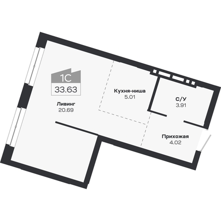 
  Продается 1-комн. квартира 33.63 м², в ЖК Базилик, дом 2. Фото 3.