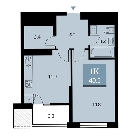 
   Продам 1-комнатную, 42.15 м², Беринг, дом 2

. Фото 2.