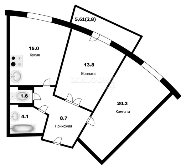 
   Продам 2-комнатную, 63.3 м², Залесского ул, 8/1

. Фото 38.