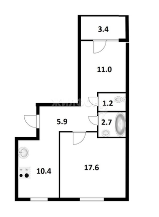 
   Продам 2-комнатную, 49.8 м², Виктора Уса ул, 1/2

. Фото 2.