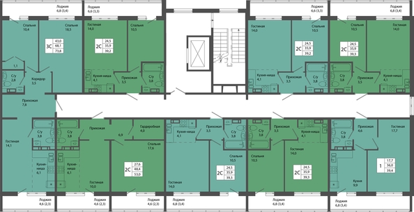 
   Продам 3-комнатную, 73.7 м², Родина, дом 4

. Фото 1.