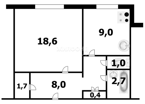 
   Продам 1-комнатную, 41.4 м², Новосибирская ул, 19/1

. Фото 5.