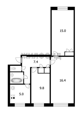 
   Продам 3-комнатную, 58.1 м², Челюскинцев ул, 44

. Фото 15.