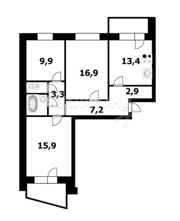 
   Продам 3-комнатную, 72.9 м², Гребенщикова ул, 11/1

. Фото 13.