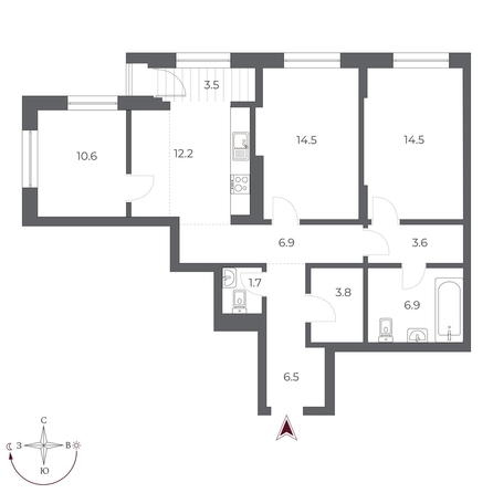 
  Продается 3-комн. квартира, 84.7 м², ЖК ОСКАР, дом 1
. Фото 1.
