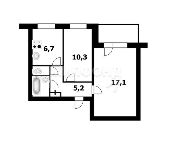 
   Продам 2-комнатную, 43.4 м², Бориса Богаткова ул, 177

. Фото 15.