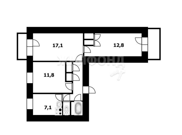 
   Продам 3-комнатную, 60.6 м², Вокзальная ул, 2

. Фото 1.