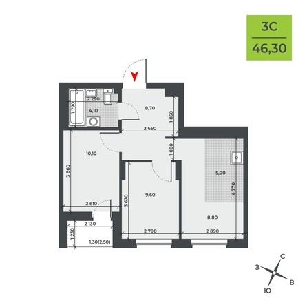 
   Продам 3-комнатную, 46.3 м², ДНК

. Фото 1.