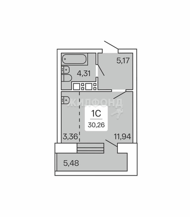 
   Продам студию, 30.26 м², Ипподромская ул, 1/1

. Фото 6.