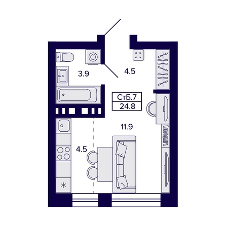 
   Продам студию, 24.8 м², Сподвижники

. Фото 2.