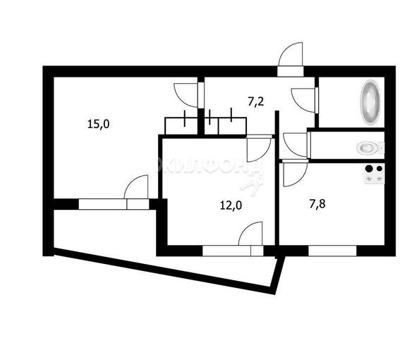 
   Продам 2-комнатную, 51.3 м², Земнухова ул, 5/1

. Фото 5.