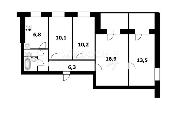 
   Продам 4-комнатную, 73.3 м², Гусинобродское ш, 13

. Фото 7.