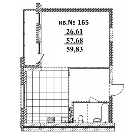 
   Продам 2-комнатную, 59.83 м²,  Римский квартал, 2 очередь

. Фото 1.