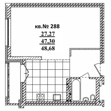 
   Продам студию, 48.68 м²,  Римский квартал, 2 очередь

. Фото 1.