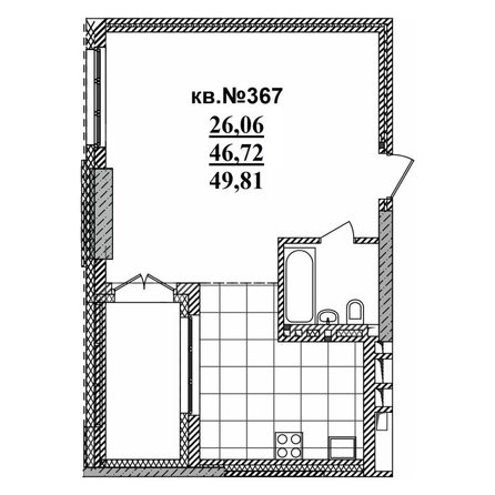 
   Продам студию, 49.81 м²,  Римский квартал, 2 очередь

. Фото 1.