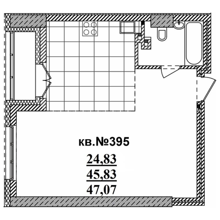 
   Продам студию, 47.07 м²,  Римский квартал, 2 очередь

. Фото 1.