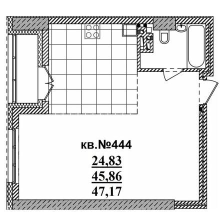 
   Продам студию, 47.17 м²,  Римский квартал, 2 очередь

. Фото 1.