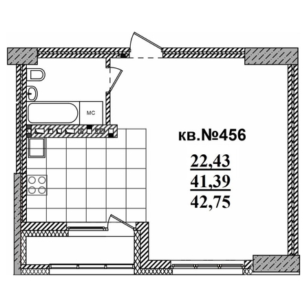 
   Продам студию, 42.75 м²,  Римский квартал, 2 очередь

. Фото 1.