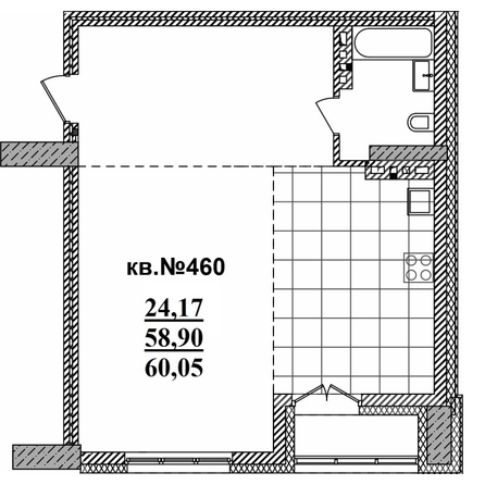 
   Продам студию, 60.05 м²,  Римский квартал, 2 очередь

. Фото 1.