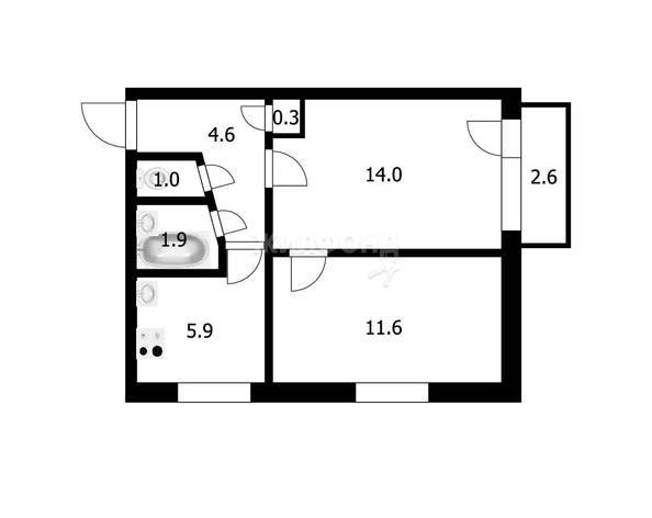 
   Продам 2-комнатную, 39.3 м², Мусы Джалиля ул, 12

. Фото 14.