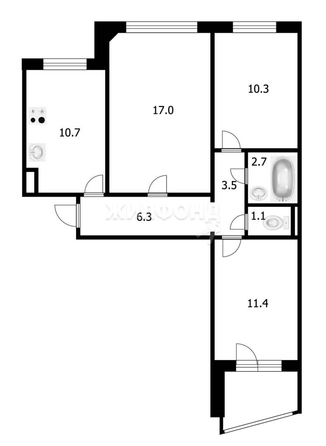 
   Продам 3-комнатную, 63 м², Тюленина ул, 1/2

. Фото 10.