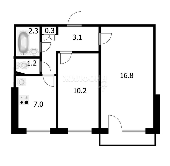 
   Продам 2-комнатную, 42.6 м², Гусинобродское ш, 29

. Фото 15.