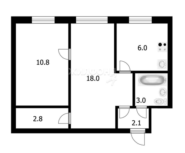 
   Продам 2-комнатную, 42.7 м², Степная ул, 55

. Фото 13.