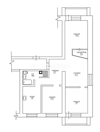 
   Продам 3-комнатную, 84.2 м², Комсомольская ул, 14

. Фото 27.