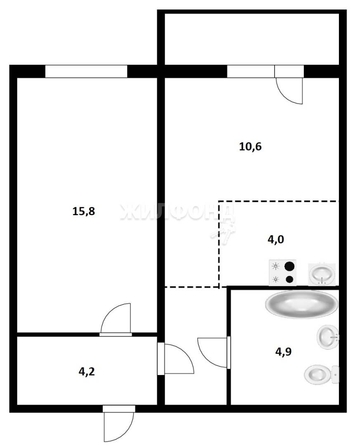 
   Продам 2-комнатную, 42.6 м², Виктора Уса ул, 13

. Фото 2.